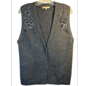 SANDRO LADIES SWEATER VEST 2 GREY CAPSULE CASHMERE ANGORA Y2K lambswool cozy